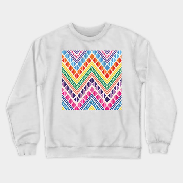 Colorful Embroidery Pattern Crewneck Sweatshirt by Akbaly
